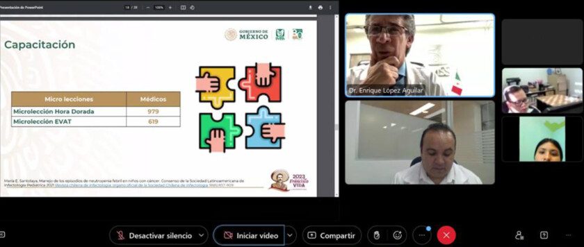 Autoridades del Seguro Social sostuvieron la 119 reunión de trabajo de manera virtual con las madres y los padres de menores bajo tratamiento oncológico. niños con cáncer y neutropenia
